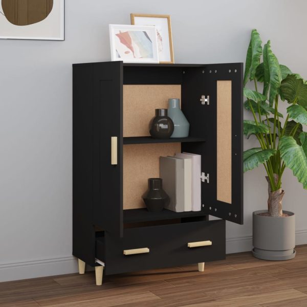 Credenza Nera 70x31x115 Cm In Legno Multistrato - Image 3