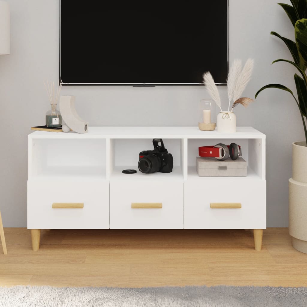 Mobile Porta Tv Bianco 102x36x50 Cm In Legno Multistrato