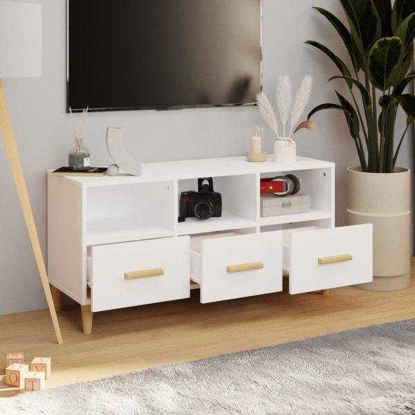 Mobile Porta Tv Bianco 102x36x50 Cm In Legno Multistrato - Image 3