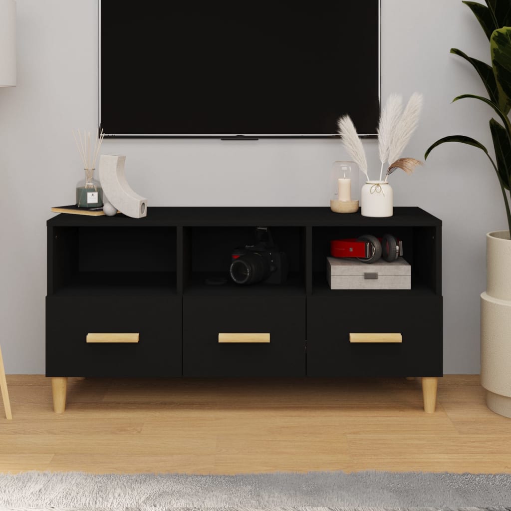 Mobile Porta Tv Nero 102x36x50 Cm In Legno Multistrato