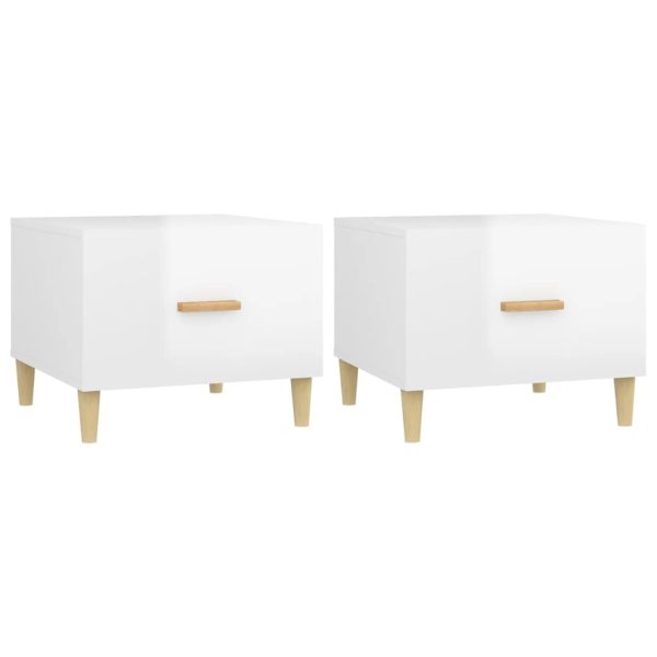 Tavolini Salotto 2pz Bianco Lucido 50x50x40cm Legno Multistrato - Image 2