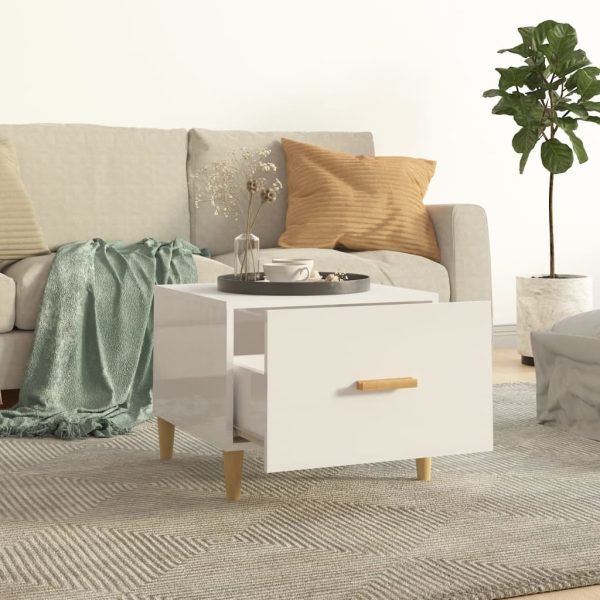 Tavolini Salotto 2pz Bianco Lucido 50x50x40cm Legno Multistrato - Image 3