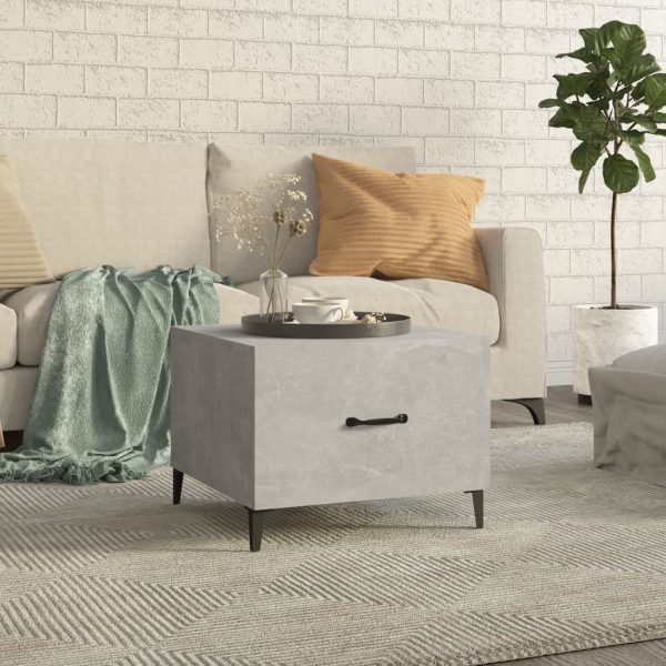 Tavolino Da Salotto Gambe In Metallo Grigio Cemento 50x50x40 cm