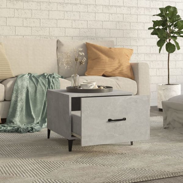Tavolino Da Salotto Gambe In Metallo Grigio Cemento 50x50x40 cm - Image 3
