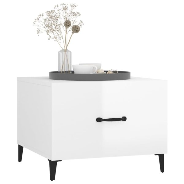 Tavolini Salotto Gambe In Metallo 2 Pz Bianco Lucido 50x50x40cm - Image 4
