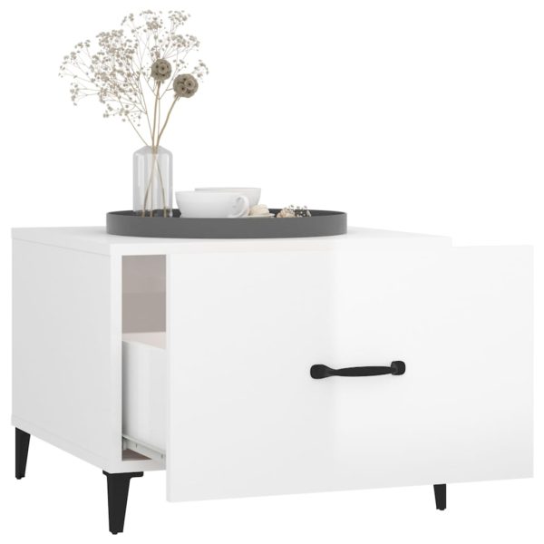 Tavolini Salotto Gambe In Metallo 2 Pz Bianco Lucido 50x50x40cm - Image 5
