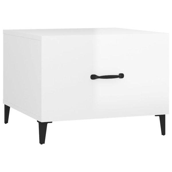 Tavolini Salotto Gambe In Metallo 2 Pz Bianco Lucido 50x50x40cm - Image 6