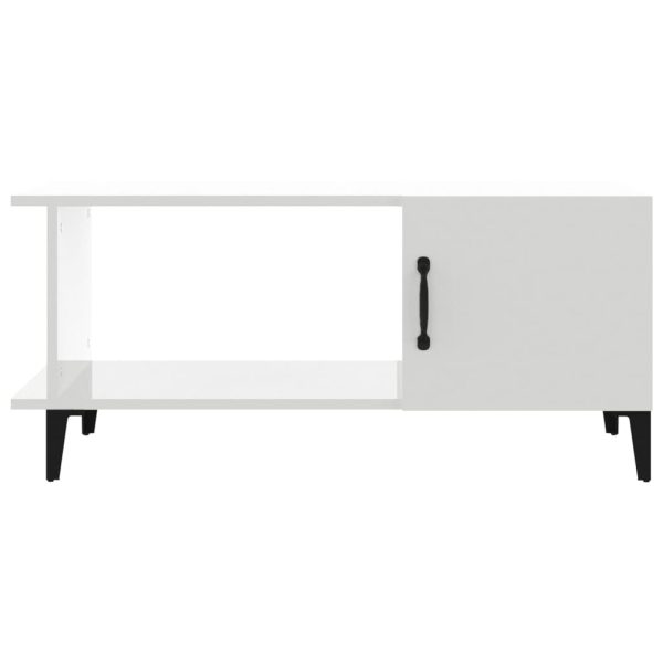 Tavolino Da Salotto Bianco Lucido 90x50x40 Cm Legno Multistrato - Image 3
