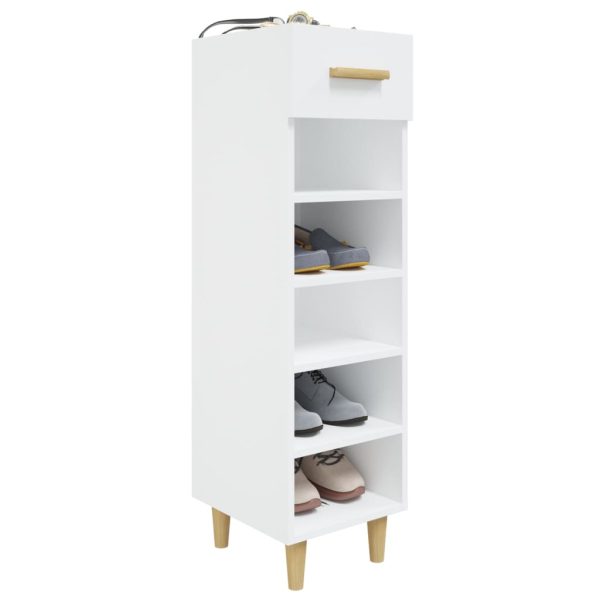 Scarpiera Bianco Lucido 30x35x105 Cm In Legno Multistrato - Image 4