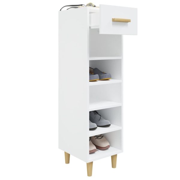 Scarpiera Bianco Lucido 30x35x105 Cm In Legno Multistrato - Image 5