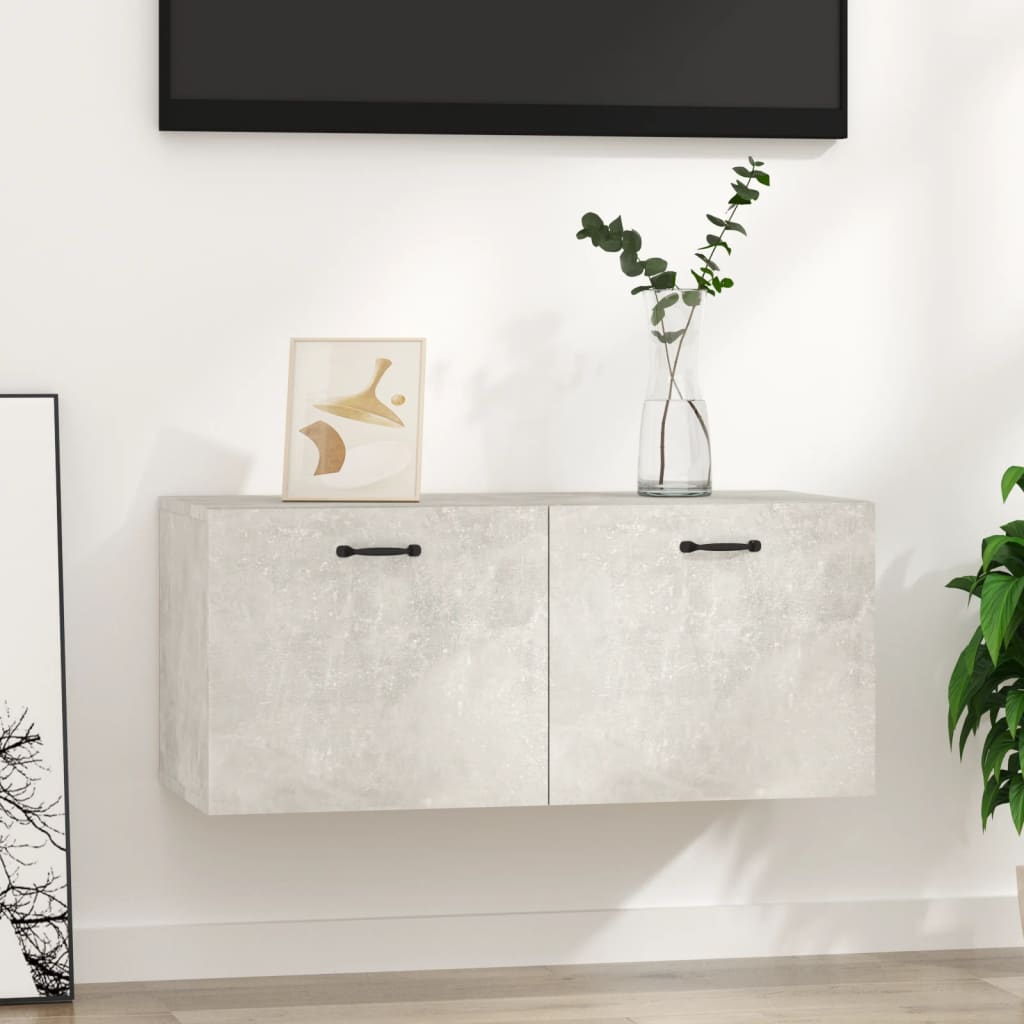 Mobile A Parete Grigio Cemento 80x36,5x35 Cm Legno Multistrato