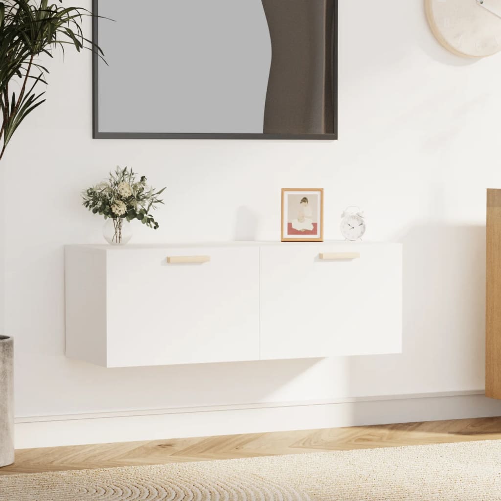 Mobile Pensile Bianco 100x36,5x35 Cm Legno Multistrato