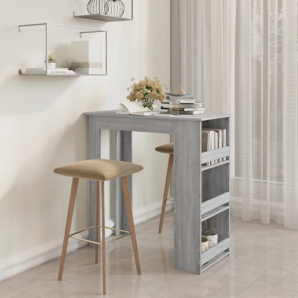 Tavolo Bar Con Ripiani Grigio Sonoma 102x50x103,5cm Truciolato