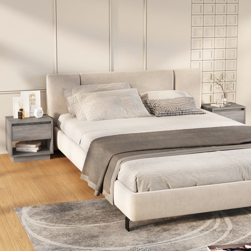 Comodini 2 Pz Grigio Sonoma 45x34x44 Cm In Truciolato
