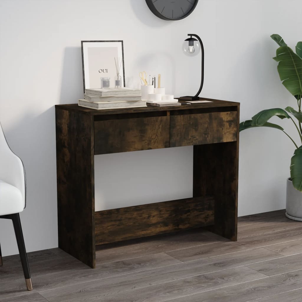 Tavolo Consolle Rovere Fumo 89x41x76,5 Cm In Acciaio