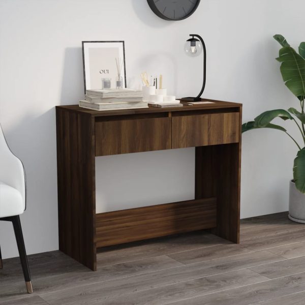 Tavolo Consolle Rovere Marrone 89x41x76,5 Cm In Acciaio