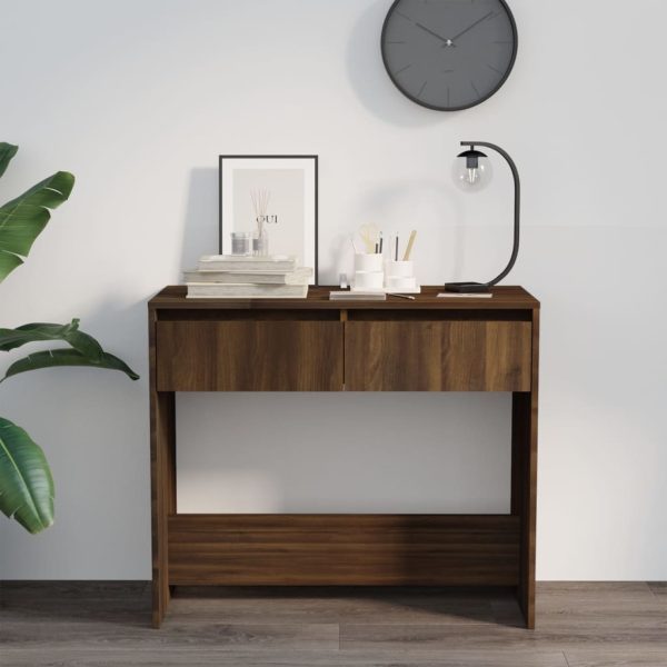 Tavolo Consolle Rovere Marrone 89x41x76,5 Cm In Acciaio - Image 3