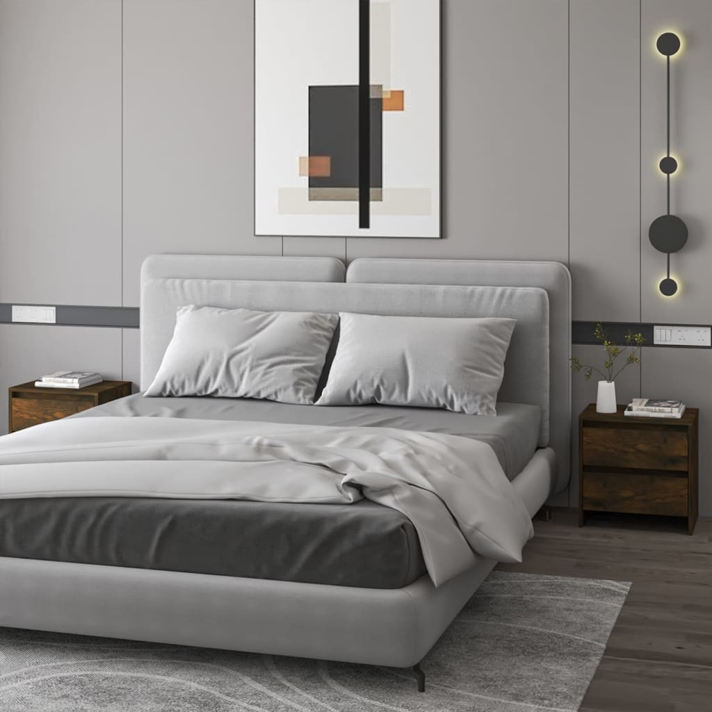 Comodini 2 Pz Rovere Fumo 45x34,5x44,5 Cm In Truciolato