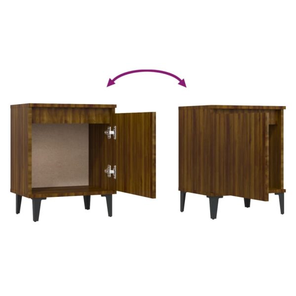 Comodino Con Gambe In Metallo Rovere Marrone 40x30x50 cm - Image 5