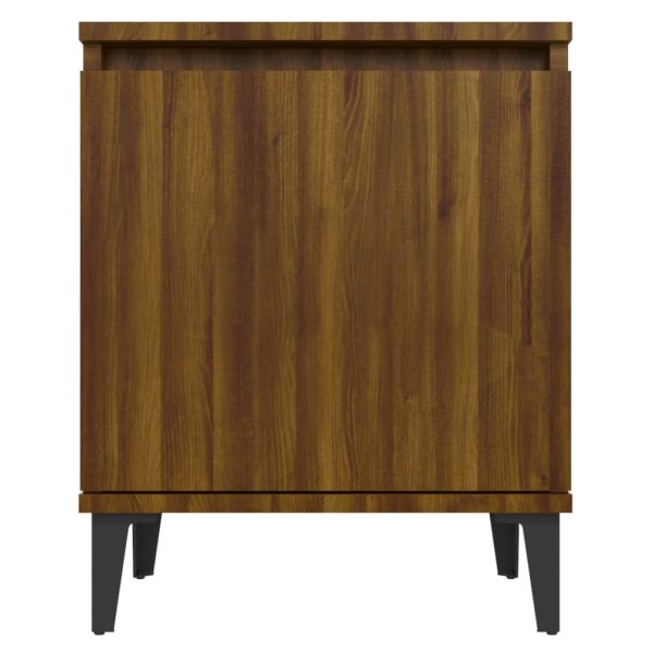 Comodino Con Gambe In Metallo Rovere Marrone 40x30x50 cm - Image 6