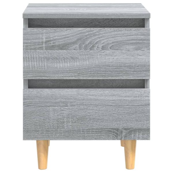 Comodini Gambe In Legno Massello 2 Pz Grigio Sonoma 40x30x50 cm - Image 3