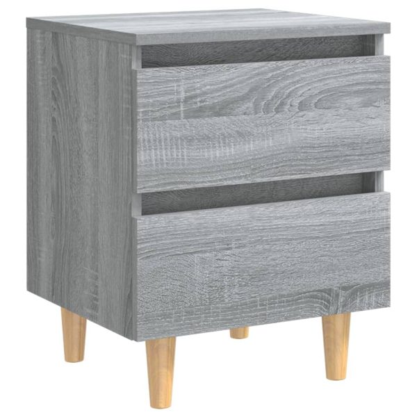 Comodini Gambe In Legno Massello 2 Pz Grigio Sonoma 40x30x50 cm - Image 4