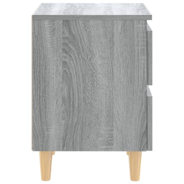 Comodini Gambe In Legno Massello 2 Pz Grigio Sonoma 40x30x50 cm - Image 5