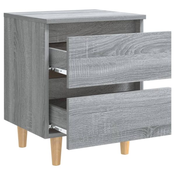 Comodini Gambe In Legno Massello 2 Pz Grigio Sonoma 40x30x50 cm - Image 6