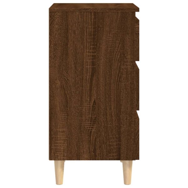 Comodino Con Gambe In Legno Massello Rovere Marrone 40x35x69 cm - Image 6