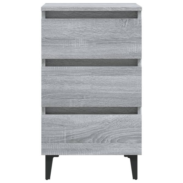 Comodino Con Gambe In Metallo Grigio Sonoma 40x35x69 cm - Image 3