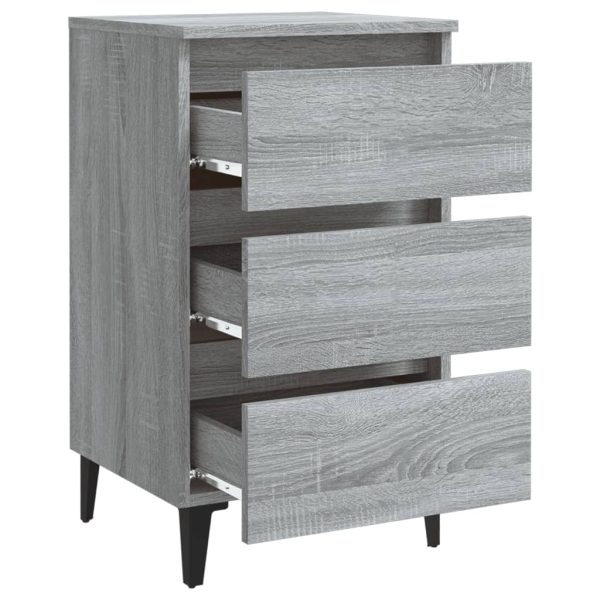 Comodino Con Gambe In Metallo Grigio Sonoma 40x35x69 cm - Image 5