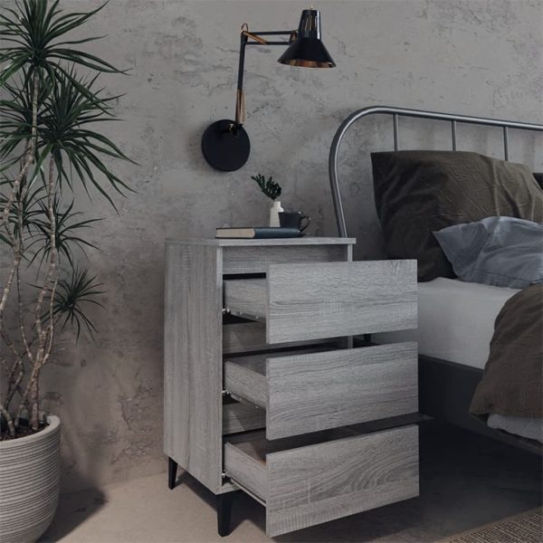 Comodino Con Gambe In Metallo Grigio Sonoma 40x35x69 cm - Image 6