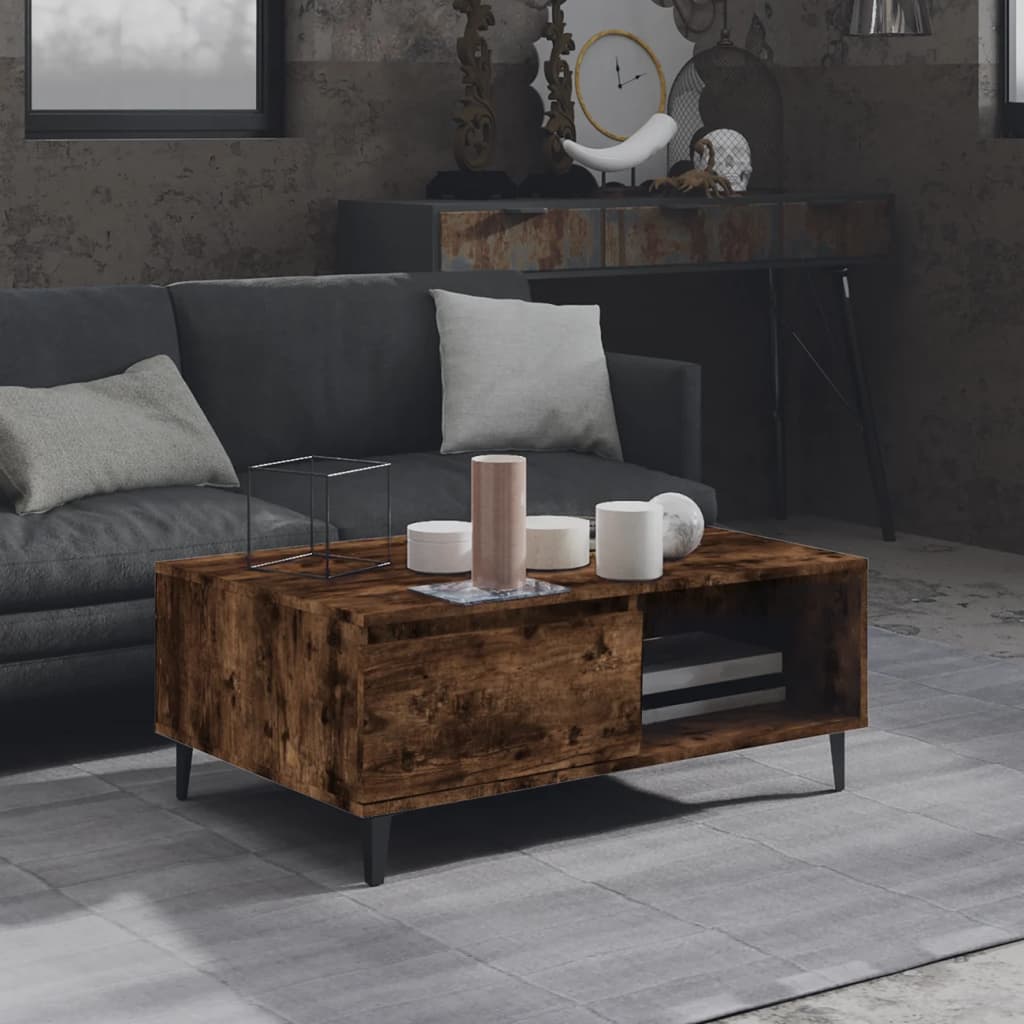 Tavolino Da Salotto Rovere Fumo 90x60x35 Cm In Truciolato