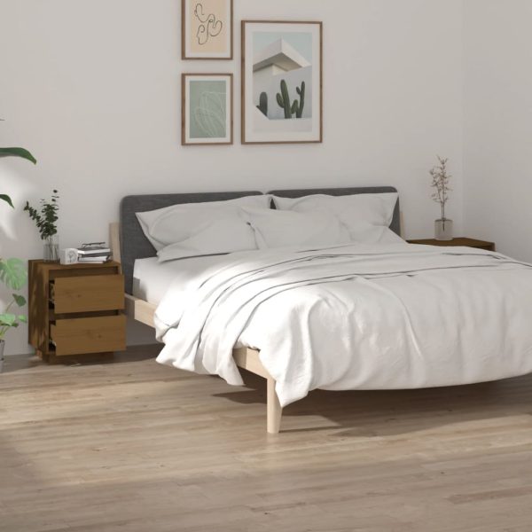 Comodini 2 Pz Ambra 40x35x50 Cm In Legno Massello Di Pino