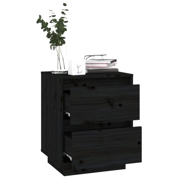 Comodini 2 Pz Neri 40x35x50 Cm In Legno Massello Di Pino - Image 5