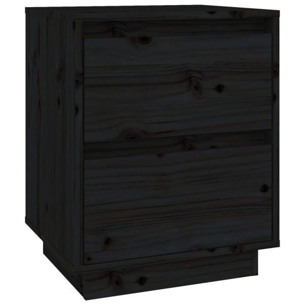 Comodini 2 Pz Neri 40x35x50 Cm In Legno Massello Di Pino - Image 6