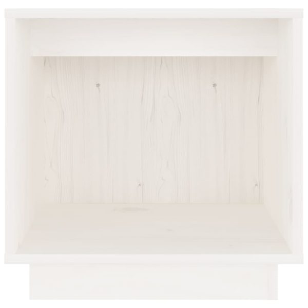 Comodino Bianco 40x30x40 Cm In Legno Massello Di Pino - Image 4