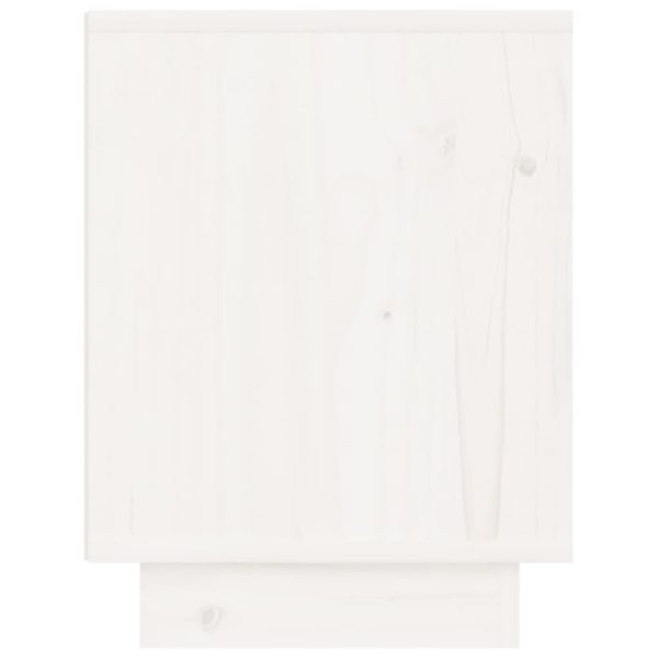 Comodino Bianco 40x30x40 Cm In Legno Massello Di Pino - Image 5