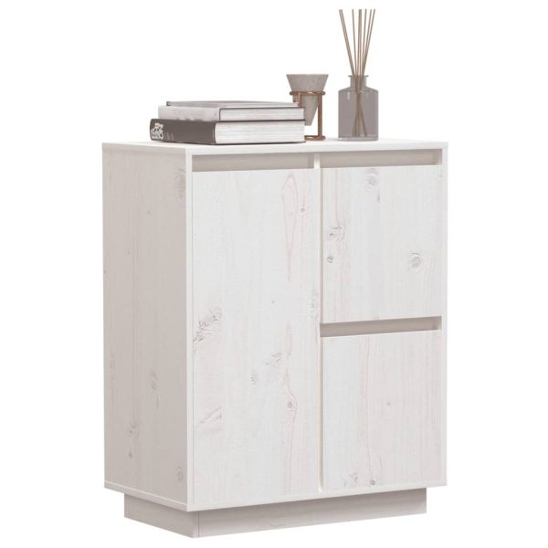 Credenza Bianca 60x34x75 Cm In Legno Massello Di Pino - Image 4