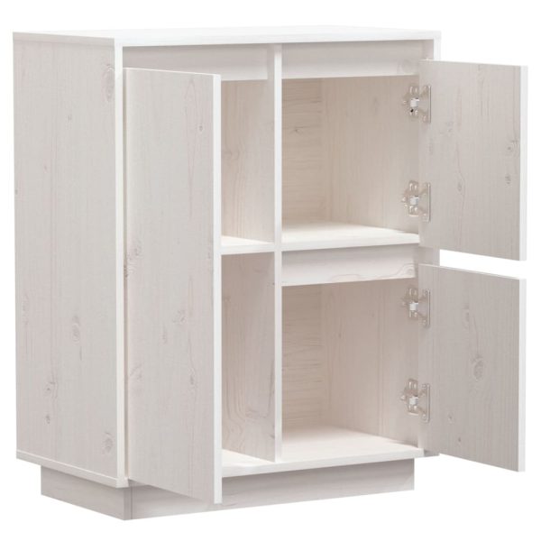 Credenza Bianca 60x34x75 Cm In Legno Massello Di Pino - Image 6