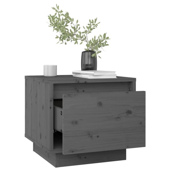Comodini 2 Pz Grigi 35x34x32 Cm In Legno Massello Di Pino - Image 4