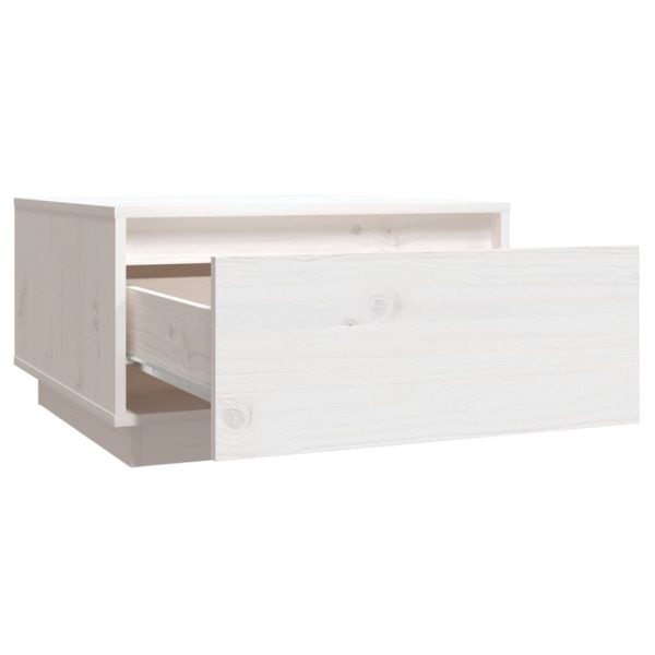 Tavolino Da Salotto Bianco 55x56x32 Cm Legno Massello Di Pino - Image 3
