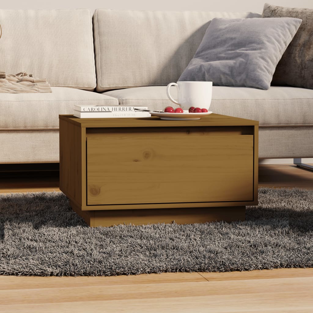 Tavolino Da Salotto Ambra 55x56x32 Cm In Legno Massello Di Pino