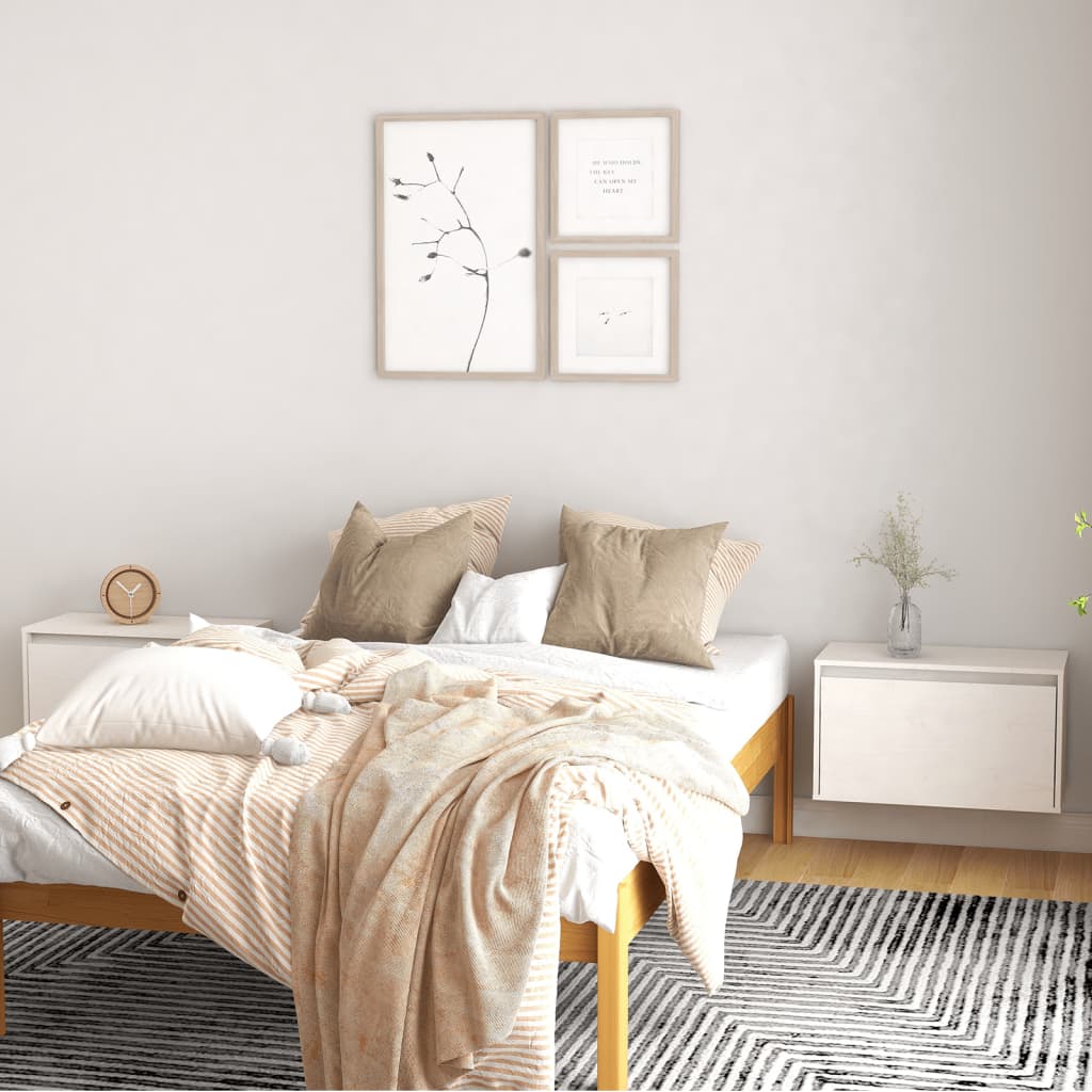 Pensili Bianchi 2 Pz 60x30x35 Cm In Legno Massello Di Pino