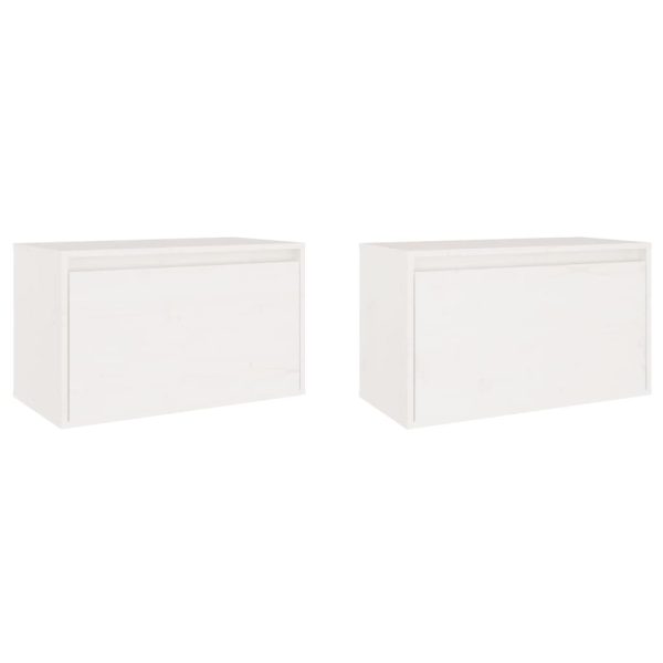 Pensili Bianchi 2 Pz 60x30x35 Cm In Legno Massello Di Pino - Image 6