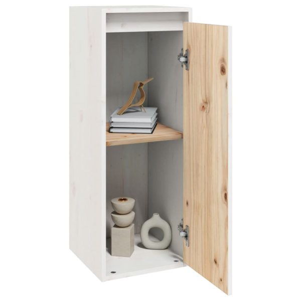 Pensili 2 Pz Bianchi 30x30x80 Cm In Legno Massello Di Pino - Image 3