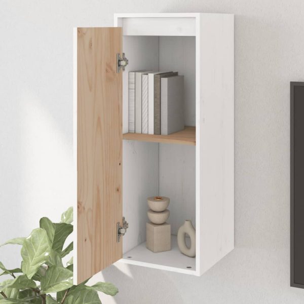 Pensili 2 Pz Bianchi 30x30x80 Cm In Legno Massello Di Pino - Image 4