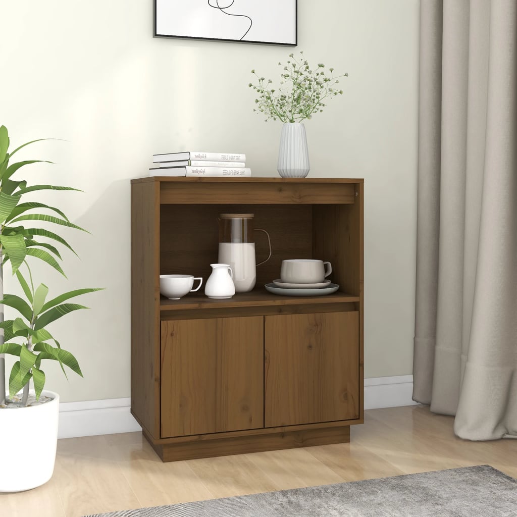 Credenza Marrone Ambra 60x34x75 Cm In Legno Massello Di Pino