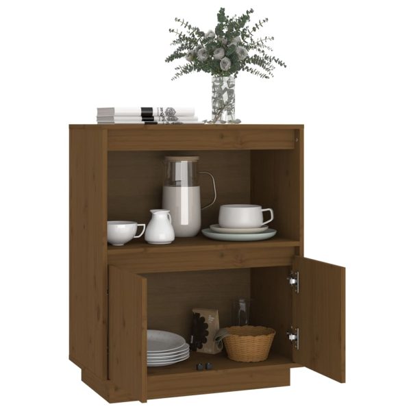 Credenza Marrone Ambra 60x34x75 Cm In Legno Massello Di Pino - Image 4