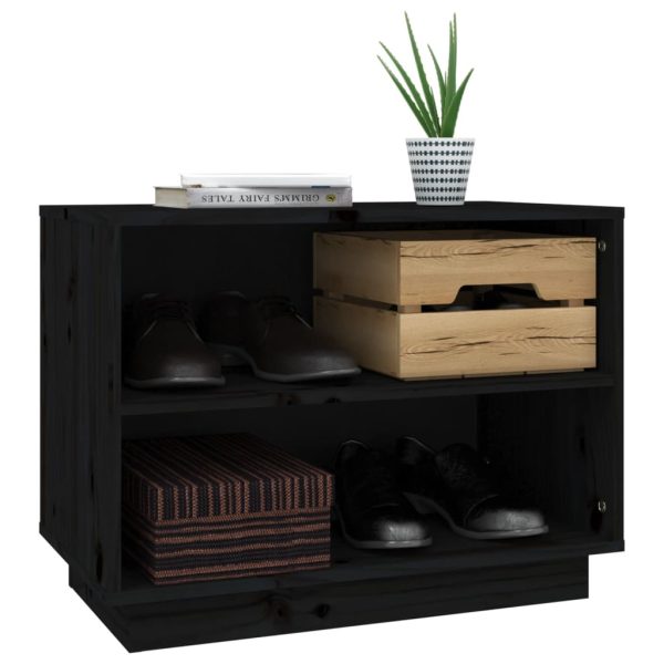 Scarpiera Nera 60x34x45 Cm In Legno Massello Di Pino - Image 4